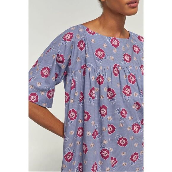 NEW Anthropologie Carleen Retro Floral Tunic Mini Pocket Pullover Dress X-Small - Picture 3 of 3